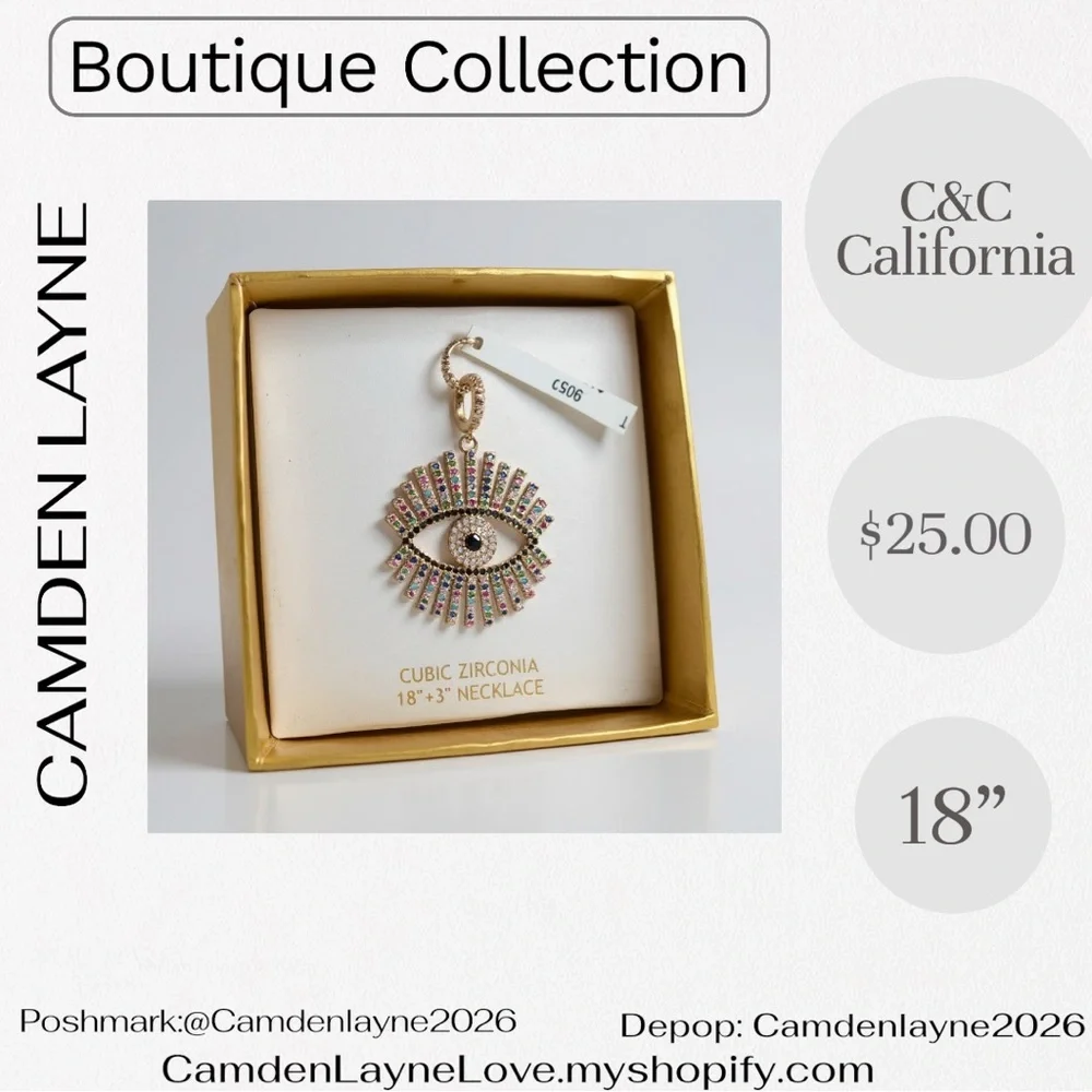 C&C California Gold and Multicolor Eye Pendant Necklace